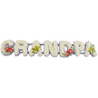 A dignified floral tribute stretches horizontally, clearly spelling out GRANDPA in solid block capitals, each letter filled to the brim with white chrysanthemums that form a continuous blanket of soft, rounded petals. The flowers are placed so carefully that the surface appears smooth and full, radiating feelings of purity, remembrance, and calm. Along the base of every letter, a narrow band of light lavender ribbon peeks out beneath the blooms, tracing a gentle purple line that defines the contours without distracting from the white. A dark green metal or wooden bar runs discreetly behind the word, linking the letters and allowing the entire tribute to be displayed as one piece at a memorial or funeral service in and around Lea Bridge. Colour accents are positioned with a florist's eye for balance. On the G, gleaming deep red anthuriums, with their waxy, heart-shaped faces and yellow spadices, are nestled among rich green leaves, creating a bold yet tender cluster. The first A is softened by a cascading spray of yellow-green orchids, their refined petals and buds resting on soft foliage. The D repeats the red anthurium grouping, mirroring the left side of the tribute, while the final A on the right carries more lime-toned orchid blooms, echoing the first A and drawing the eye along the word. The result is a personalised funeral flower arrangement that feels both classic and heartfelt, the kind of custom design families near Lea Bridge might choose to commemorate a cherished grandfather with love and quiet pride.