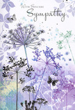 This sympathy card unfolds like a gentle visual poem, reminiscent of a still evening along the quieter streets of Lea Bridge when the sky turns soft shades of lavender and blue. Airy silhouettes of wildflowers stretch upwards, their fine stems bowing slightly as if in a silent gesture of respect. The umbels at their tips are drawn with intricate, lace-like detail, brushed in graceful tones of lavender, indigo, and pale sky blue, with touches of cool, silvery green that echo the calm of riverside foliage. The blooms appear to float against a dreamy, watercolour background where soft washes blur into one another, suggesting a peaceful meadow at dusk or distant trees lost in a gentle haze. Butterflies drift among the flowers, their delicate wings only lightly defined, as though they are spirits of memory moving quietly through the scene. The overall palette is cool yet reassuring, designed to still the mind rather than overwhelm it, much like stepping into a calm, ordered flower shop after a difficult day. In elegant script, the words With Sincere Sympathy rest above or beside the floral illustration, the lettering harmonising with the artwork rather than competing with it. As a florist serving families across Lea Bridge, I recognise how this design mirrors the arrangements we create for condolences-understated, thoughtful, and wrapped in nature's own language of solace. Paired with a hand-delivered sympathy bouquet to a home or service nearby, this card offers a respectful embrace, carrying a quiet message that love, care, and remembrance continue, even when words are hard to find.
